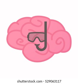 Illustration of an isolated brain with a diving goggles