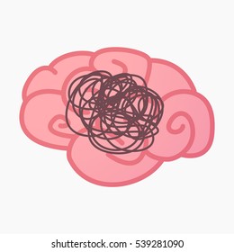 Illustration of an isolated brain with a doodle