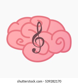 Illustration of an isolated brain with a g clef