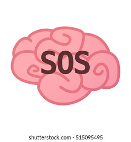 Illustration of an isolated brain icon with    the text SOS