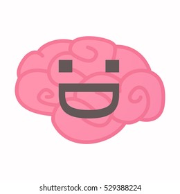 Illustration of an isolated brain with a laughing text face