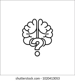 Illustration of an isolated brain with a question sign