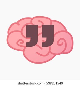 Illustration of an isolated brain with  quotes