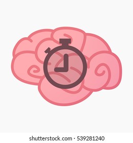 Illustration of an isolated brain with a timer