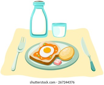 illustration of isolated breakfast set on white 