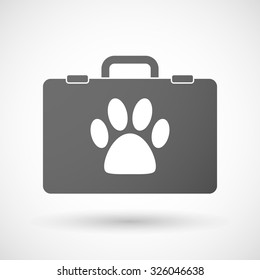 Illustration of an isolated briefcase icon with an animal footprint