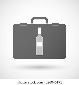 Illustration of an isolated briefcase icon with a bottle of wine