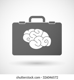 Illustration of an isolated briefcase icon with a brain