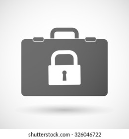 Illustration of an isolated briefcase icon with a closed lock pad