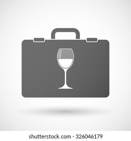 Illustration of an isolated briefcase icon with a cup of wine