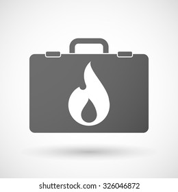 Illustration of an isolated briefcase icon with a flame
