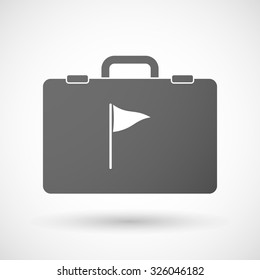 Illustration of an isolated briefcase icon with a golf flag