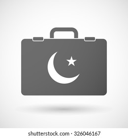 Illustration of an isolated briefcase icon with an islam sign