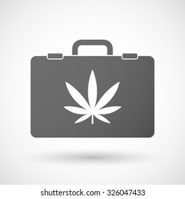 Illustration of an isolated briefcase icon with a marijuana leaf