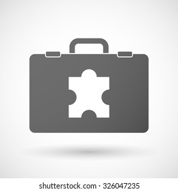 Illustration of an isolated briefcase icon with a puzzle piece