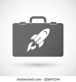 Illustration of an isolated briefcase icon with a rocket