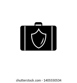 Illustration of an isolated briefcase icon with a shield