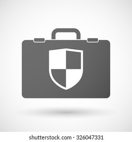 Illustration of an isolated briefcase icon with a shield