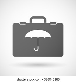 Illustration of an isolated briefcase icon with an umbrella