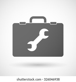 Illustration of an isolated briefcase icon with a wrench