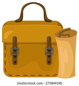 illustration of isolated briefcase with paper work 