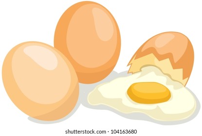 illustration of isolated broken egg on white background