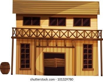 Illustration of an isolated building from the Wild West