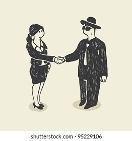 Illustration with a isolated businessmen shaking hands