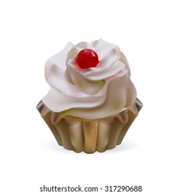 illustration isolated cake basket with cream, vector