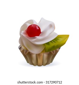 illustration isolated cake basket with cream, vector