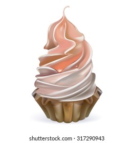 illustration isolated cake basket with cream, vector