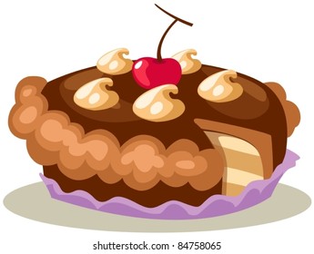 illustration of isolated  a cake with slice removed on white