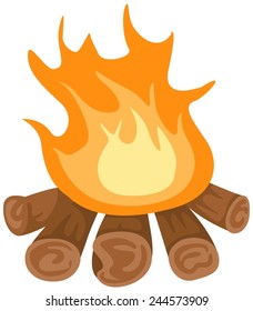 illustration of isolated camp fire on white background