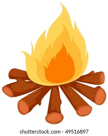 illustration of isolated camp fire on white background