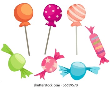 illustration of isolated candies set on white background