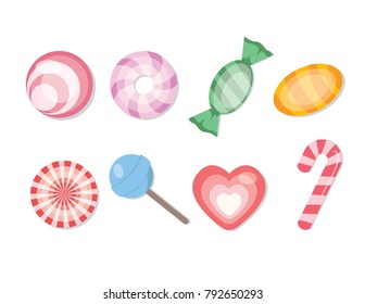 illustration of isolated candies set on white background