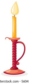 illustration of isolated candlestick with candle on white