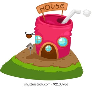 illustration of isolated canned house on white background