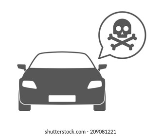 Illustration of an isolated car ar with a comic balloon and a icon