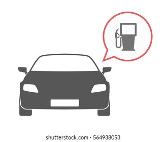 Illustration of an isolated car and a comic balloon with a gas station