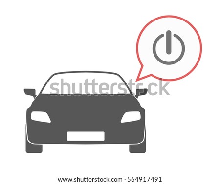Illustration of an isolated car and a comic balloon with an off button