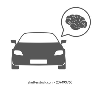 Illustration of an isolated car silhouette with a comic balloon 