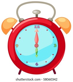 illustration of isolated cartoon alarm clock on white background