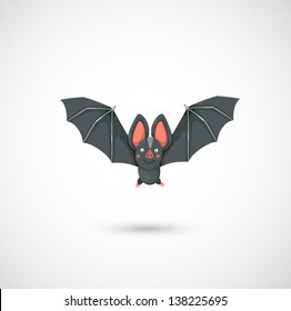 illustration of isolated cartoon bat flying