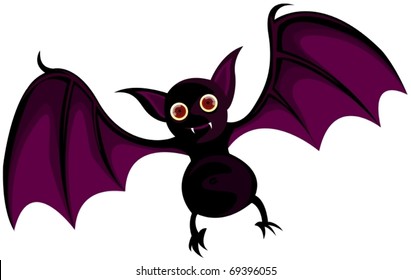 illustration of isolated cartoon bat flying on white background