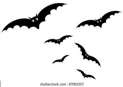 illustration of isolated cartoon bat flying on white background