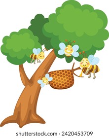 illustration of isolated cartoon bee on white background