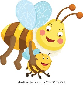 illustration of isolated cartoon bee on white background
