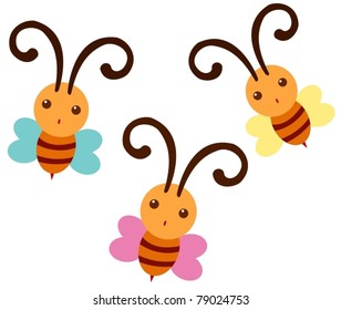 illustration of isolated cartoon bee on white background