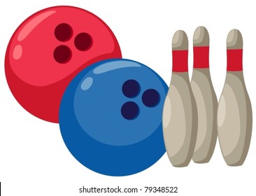 illustration of isolated cartoon bowling on white